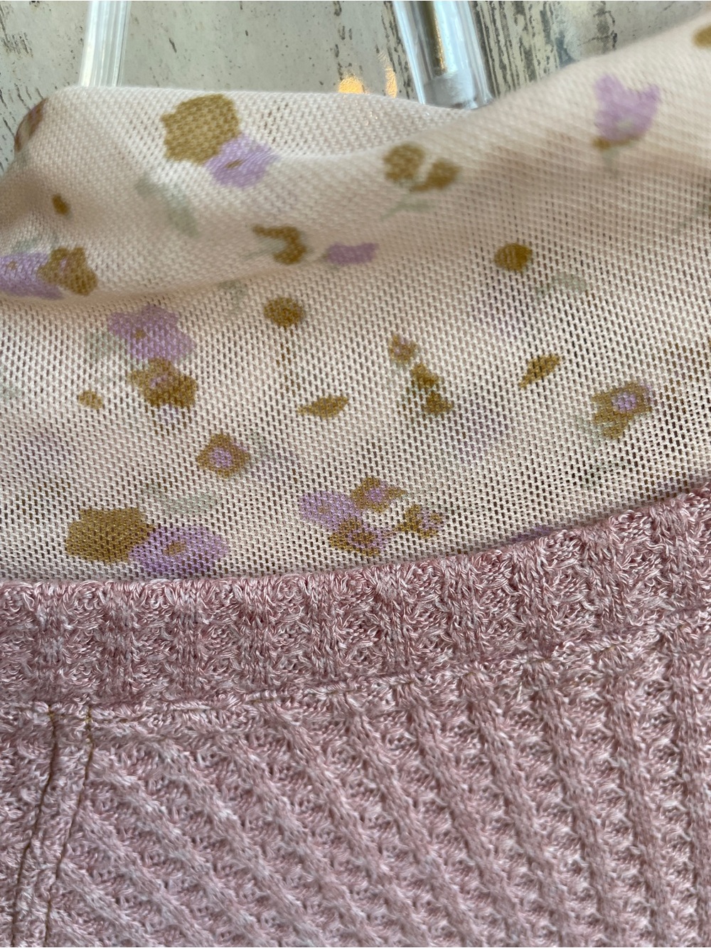 Free People Opposite Attraction Mini Dress Tunic Dusty Mauve Floral Ruffle SZ S - Picture 12 of 15